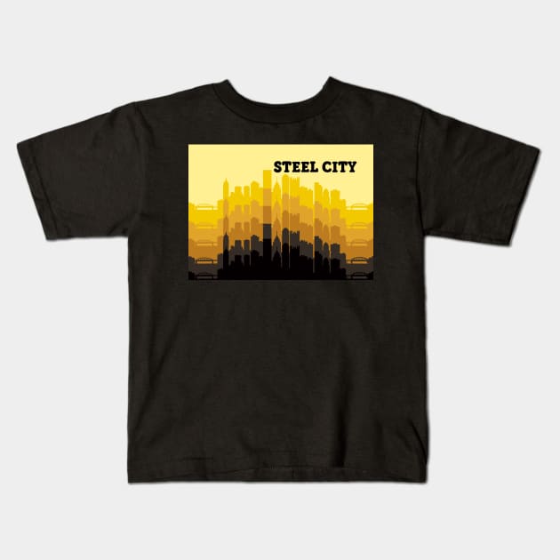 Steel City Pittsburgh Kids T-Shirt by fiberandgloss